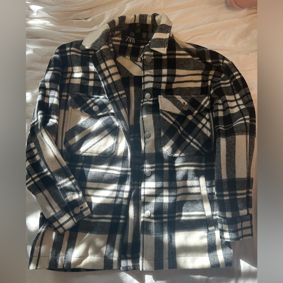 Zara black and white flannel jacket - Picture 1 of 2